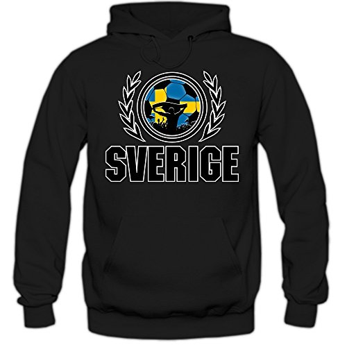 Schweden EM 2016 #2 Hoody | Fußball | Herren | Blågult | Trikot | Nationalmannschaft, Farbe:Schwarz (Black F421);Größe:XXL