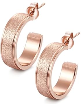 Jstyle Ohrringe Schöne Kleine Ohrstecker aus Edelstahl Creolen Durchmesser: 20mm Breite: 6mm für Damen rosegold
