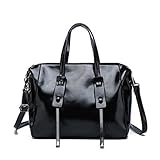 HhGold Seiko Qualität Lokomotive Öl Ledertasche Damen Einfache Mode große Kapazität Umhängetasche (Farbe : Schwarz)