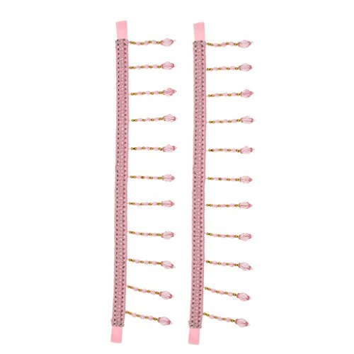 2x Vorhang Raffhalter Kristall Perlenkette Set für Raum Fenster Deko – one size, Rosa - 9