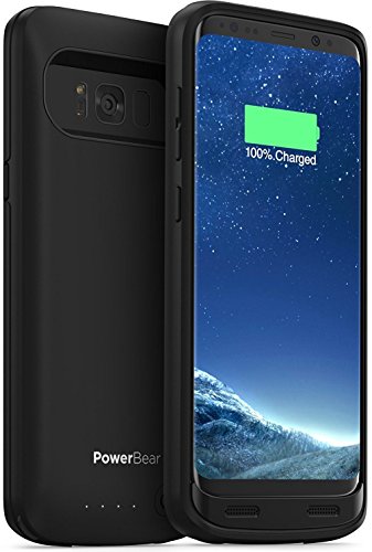 Funda de Batería Compatible para S8 PowerBear [4,500 MAh] Cargador de Batería Externo de Alta Capacidad para el Samsung Galaxy S8 (hasta 150% de Batería Extra) - Negro [24 Meses De Garantía]