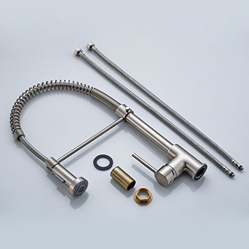 Timaco Wasserhahn Küche Einhandmischer für Küchen Spüle Gebürsteter Nickel Geschirrbrause Federbrause Mischbatterie Küchenarmatur Spültisch Armatur - 7