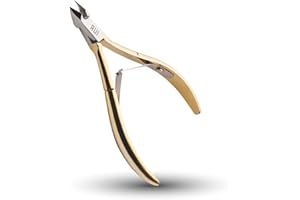 Rui Smiths Professional Cuticle Nippers, Gold-Plated Carbon Steel, French Handle, Double Spring, 6mm Jaw (Full Jaw)