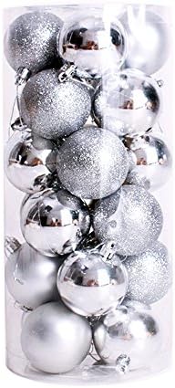 A-NAM Christmas Balls Christmas Tree Baubles,24 x 4cm(Diameter) Bright Coloured Balls For Christmas Decoration,Weddings and Fantastic Parties (Sliver)