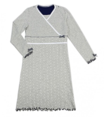 La V Girls Nightie Long Sleeve Grey 18-24 months