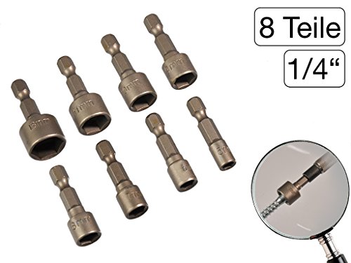 8-teiliges Set Stecknüsse mit Bitaufnahme 5 - 13mm 1/4'