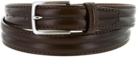 Avnet Men Sleek 100% Leather Oil Tanned Silver Finish Buckle 30mm Wide Belt,Brown 32