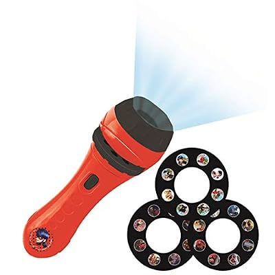 Lexibook, Lampe Torche et projecteur Miraculous avec 3 disques, 24 images, créez vos propres histoires, LTC050MI
