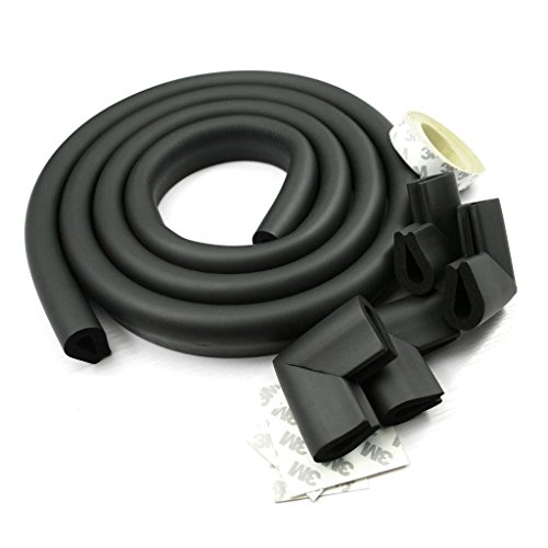 JNTworld Glass Table Edge Guard Baby Protector +4 Corner Soft Non-toxic and Environmentally Friendly (black)