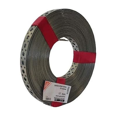 Ram - Bande Acier Galvanisées Perforée, 25m x 17mm x 0.6mm, Gris
