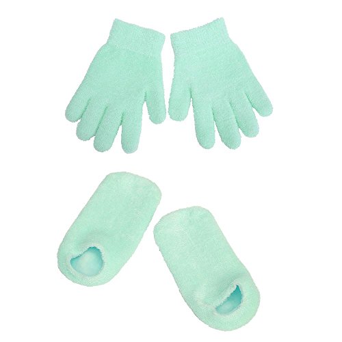 Leegoal(TM) Thermoplastic Spa Soften Gel Moisturizing Gloves And Socks(Green)