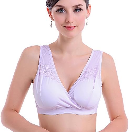 Keysui Night Time Sleep Maternity and Nursing Women's Bra Seamless Nursing Bra Pink Fits 38A 38B 38C