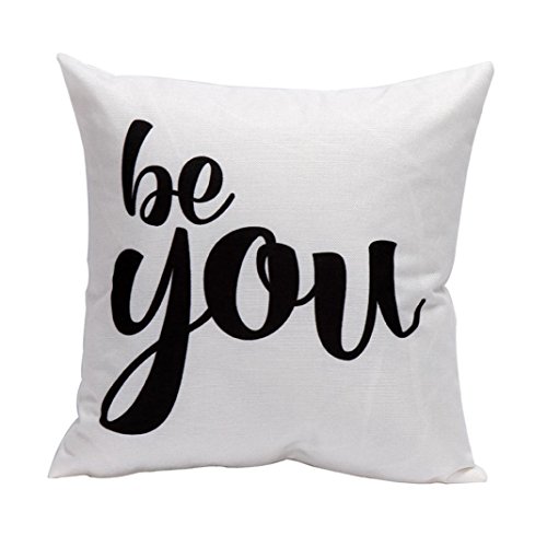 Kissenbezüge Longra Baumwolle Leinen Platz Dekorative Kissen Akzente Setzen Fall Sofa Kissenbezug, Briefe design (45cm*45cm/17.7*17.7inch) (F)