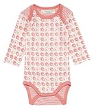 Ein sehr schönes Basic: Der Babybody mit langen Ärmeln und abwechslungsreicher Kombination aus Ringeln und grafischen Vogelmotiv.
