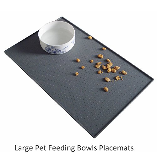 Preisvergleich Produktbild wstechco hundenapfmatte Lebensmittel Silikon, Grade Futternapf-Matte für Hunde, Katzen und Haustiere, Grau Schale Tisch-Sets