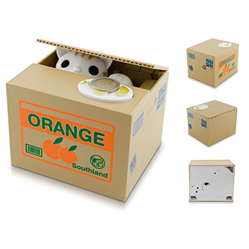 VENKON – Katzenspardose: Elektronische Spardose „Zappzarapp“ Spar Katze in der Box – 12 x 10 x 9 cm - 2