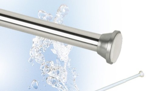QUALITATIVE DUSCHVORHANGSTANGE 75 – 120 cm ALU SILBER DUSCHSTANGE! SPRING SHOWER ROD! - 2
