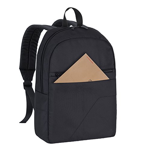 RIVACASE Rucksack für Notebooks bis 15.6” – Extrem flache und kompakte Tasche mit viel Platz und hohen Tragekomfort – Schwarz - 8