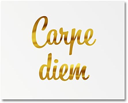 Heritage Picture Group “Carpe Diem” Gold Foil Art Print Small Poster - 300gsm Silk Paper Card Stock, Home Office Wall Art Decor, Inspirational Motivational Encouraging Quote 7" x 5"