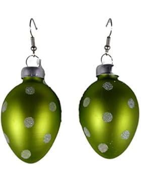 Ohrringe Ohrhänger Hänger Ostern Oster Osterei Ei - XXL aus Glas - handbemalt grün mit Glitzerpunkten matt 6915