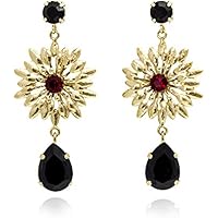 Rosaspina Firenze, Boucles d'oreilles fleur dorè et gouttes de Swarovski