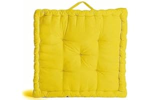 Y HOMEWARE Yorkshire Homeware 100% Cotton Filling Booster Cushion Armchair Sofa Thick Seat Pads Adults Chair Armchair Pets Garden 45cm x 45cm + 10cm Approx (Mustard/Ochre)