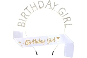 BLUNESTA Birthday Sash & Tiara for Women – Elegant Glittering Birthday Queen Accessories, Rhinestone Tiara and Satin Sash