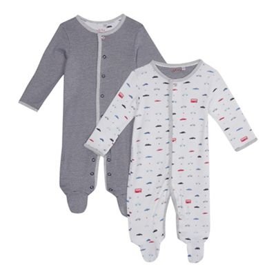 J by Jasper Conran Kids 2 Pack Baby Boys' Assorted Car and Striped Sleepsuits Blue