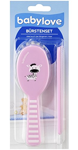 Preisvergleich Produktbild Baby Bürsten-Set Michelle – Naturhaarbürste – Bürstenset Rosa 2 tlg.