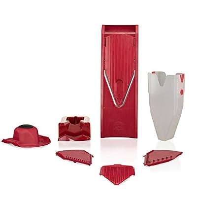 Börner Mandoline V1 ClassicLine Profi - Coupe-légume & Fruit Professionnel en Tranche Fine + Poussoir de sécurté -Rouge