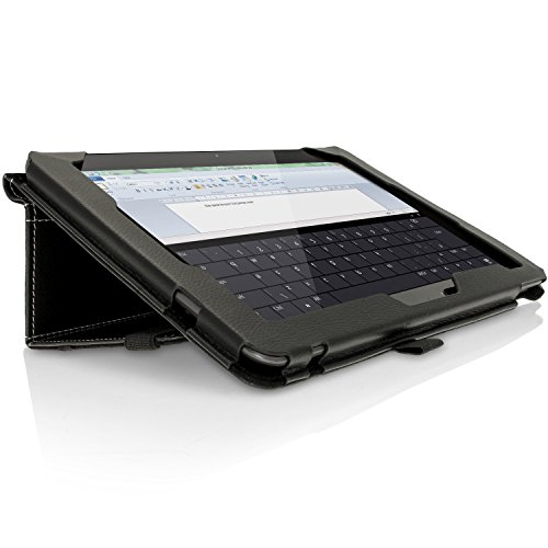 igadgitz Schwarz PU Ledertasche Hülle Folie für Asus Transformer Pad TF103C 10,1 Zoll mit Multi-Winkel Betrachtungs + Stylus-Stift Elastischen Halter + Displayschutzfolie - 7