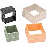 EYNEL Plastic Square Serrated Shaped Cookie Mold, Set of 4&rsquo; Dough Cutter Forming Apparatus