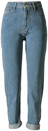 Women'S Jeans High Waist Denim Loose Straight Trouser Casual Pants , Blue , Xs
