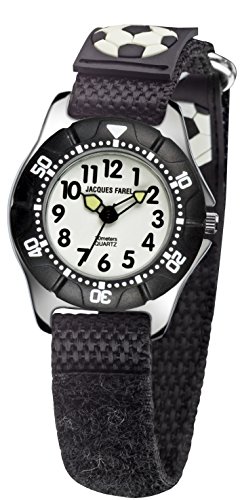 JACQUES FAREL KWD5557 Fuball Uhr Junge Kinderuhr Textil Edelstahl 30m Analog Leuchtzeiger mehrfarbig bunt