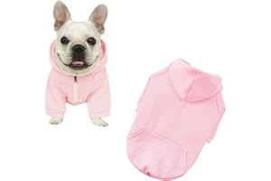 meioro Zip Hooded Pet Pullover, pies, koty ubrania, ładny, ciepły, francuski buldog, mops(Różowy,XXL)