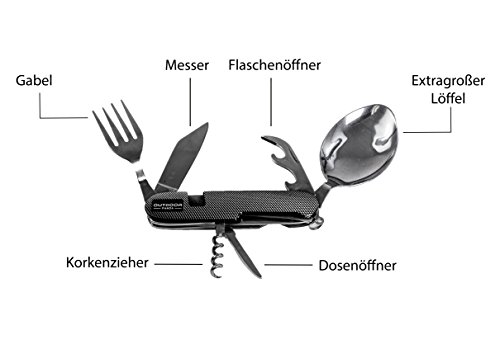 NEU 2 x Outdoor Camping Besteck Klapp-Set aus Edelstahl mit Gürteltasche … - 4