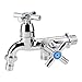 Produktbild Wasser Wasserhahn Becken Kühler Einhebelmischer, Doppel Auslauf Doppel Schalter für Waschmaschine Küche Spüle Garten, Cross handle