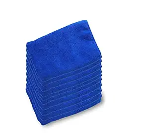 Cledus Microfiber Cleaning Cloth - Thick Lint, Streak Free, Multipurpose Use for Polishing, Cleaning Windows, Car, Bike (Blue, Size: 40 X 40 cms) Pack of 10