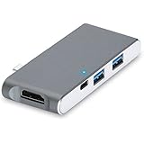 RicoRich Type C Hub Adapter with Power Delivery, HDMI Output, 2 USB 3.0 port, SD/TF Card Reader, for Macbook, Chromebook Pixel, and More (Space Gray)
