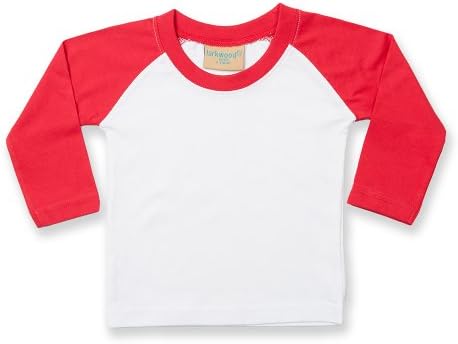 Larkwood Baby Long Sleeved Baseball T-Shirt (12-18 Months) (White/Red)