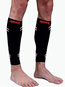 Just rider Calf Compression Sleeve - Leg Compression Socks for Shin Splint, Calf Pain Relief - Men, Women, and Runners - Calf Guard for Running, Cycling - 1 Pair (Black, L)