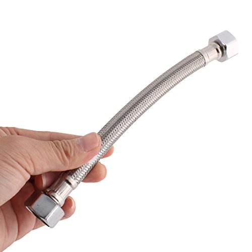 sourcingmap® Silberfarben, Water Heater Flexible geflochtene Brauseschlauch Rohr Rohr, 20 cm - 3