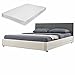 Produktbild [my.bed] Elegantes LED Polsterbett mit Kaltschaum-Matratze (H2) - 140x200cm - (Kopfteil: Textil grau - Fuß-und Seitenteil: Textil creme) - Bett / Doppelbett / Bettgestell inkl. Lattenrost