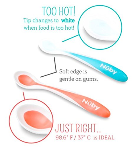 Nûby ID5278 Löffel mit weichem Rand aus TPE (wärmeempfindlich, +4 Monate), Farbe zufällig, 4 Stück - 5