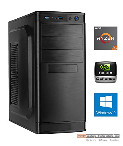 dercomputerladen Office PC System AMD, 5-1600X (Ryzen) 6x3,6 GHz, 16GB RAM, 2000GB HDD, nVidia GT730 -4GB, inkl. Windows 10 (inkl. Installation) Computer Büro Multimedia