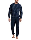  Schiesser Herren Anzug Lang\' Zweiteiliger Schlafanzug, Blau (Dunkelblau 803), 5X-Large (Herstellergröße: 062)