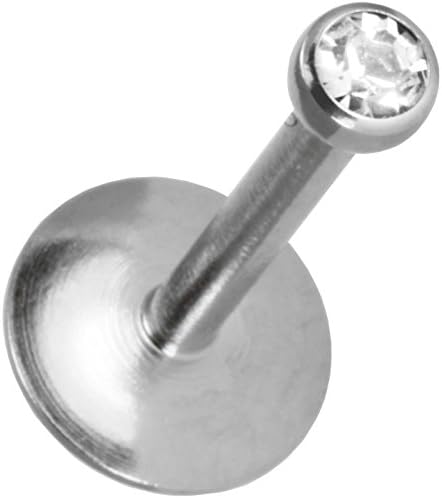 1.2mm Stainless Steel Crystal Labret Stud | Pink, White, Turquoise Crystal by SHOKK