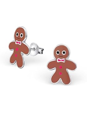 Bungsa© Lebkuchenmann Ohrstecker für Kinder .925 ECHTSILBER (Ohrringe Echtschmuck Studs Ohrschmuck Jungen Mädchen)