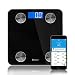 Produktbild Digitale Körperfettwaage mit APP, Smart Bluetooth Digital Personenwaage Körperfett Waage Körperwaage mit BIA Technologie für Körperfettanalyse /BMI-Rechner / BMR / Fitness-Monitor / Badezimmerskala / Wasser Muskel etc, 180kg Kapazität, Batterie eingeschlossen, Schwarz