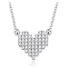 Produktbild ZZD S925 Sterling Silber Halskette, Mode Set mit Diamant-Herz Anhänger Temperament Schlüsselbein Kette